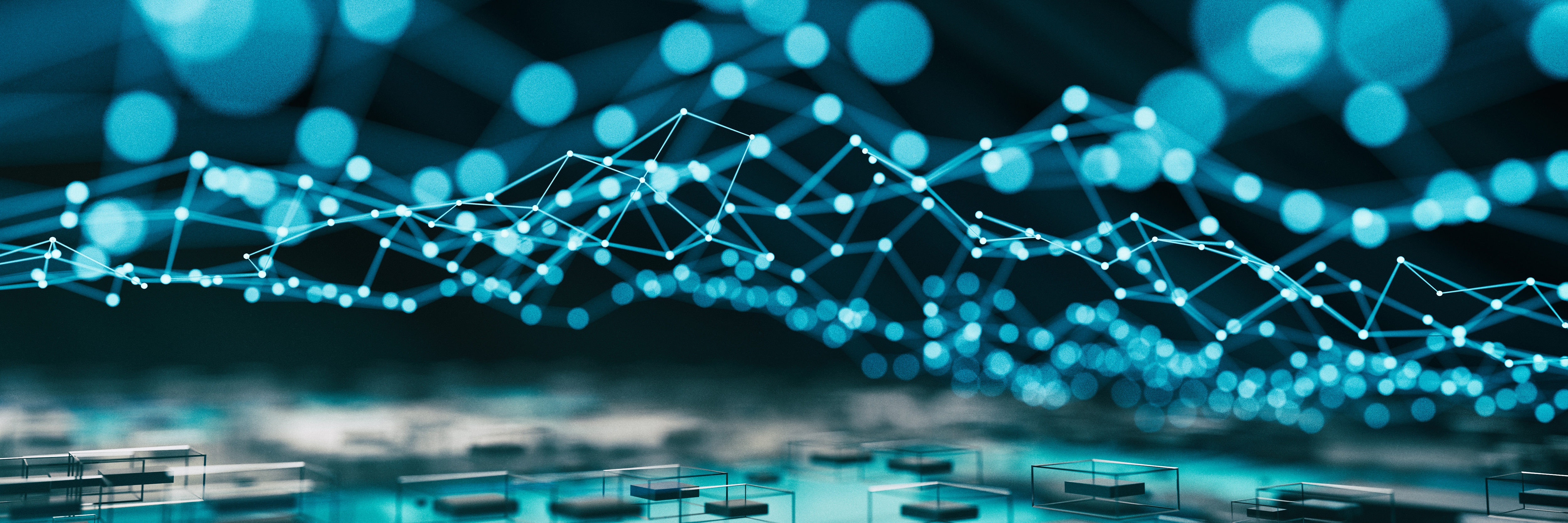 HSB Specialty Partnerships Abstract blockchain technology background - 3d rendered image. Big data building concept. Abstract technology, augmented reality (AR), virtual reality (VR), Cryptocurrency blockchain concepts. Pixelated infinity blocks structure.